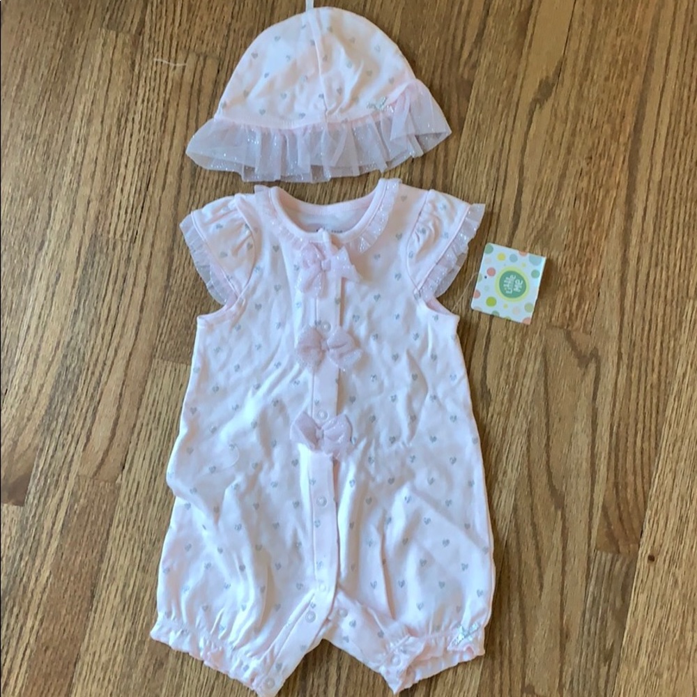 NWT LITTLE ME pink onesie with hat, 12MO